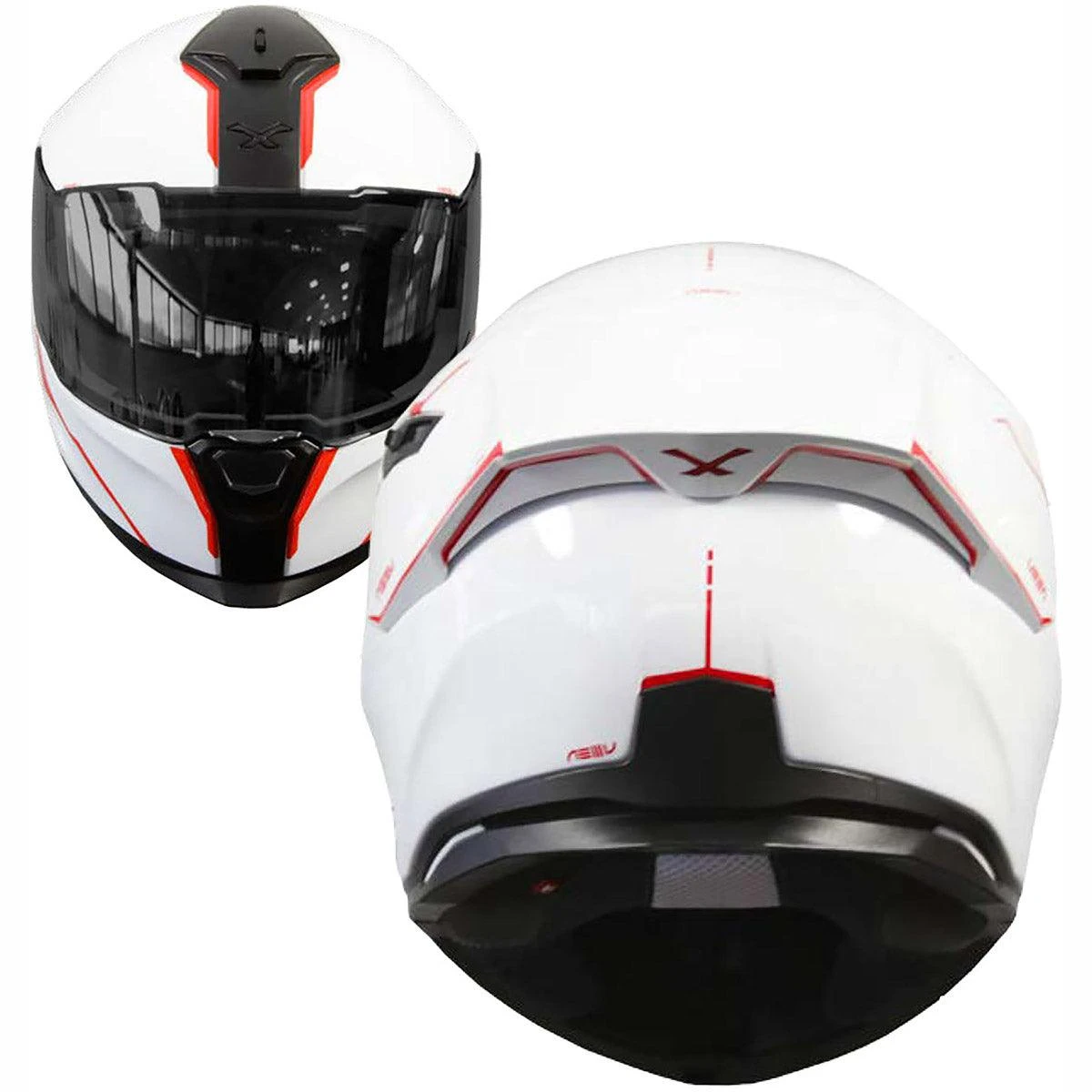 Nexx SX.100R Helmet Short Cut - White Red - SALE 4 Nexx SX.100R Helmet Short Cut - White Red - SALE - Image 2